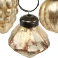 Floristik24 Mistura de mini esferas de vidro, diamante / esfera / cone, decorações em árvores, aparência antiga Ø3–3.5cm H4.5–5.5cm 9 unidades