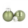 Floristik24 Mini bolas de natal vidro verde brilho/mate Ø2.5cm 24p