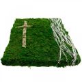Floristik24 Moss pinta videiras e cruz para sepultura verde, branco 40 × 30cm