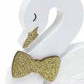 Floristik24 Deco cisnes casamento madeira ouro branco 12x13cm 2uds