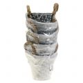 Floristik24 Pote de zinco diamante com alças de corda cinza lavado branco Ø12cm H10cm 8pcs