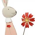 Floristik24 Decoração de Páscoa, coelhinho de metal, decoração de primavera, coelhinho da Páscoa com flor 61cm
