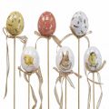 Floristik24 Ovos de Páscoa bujão de flor de plástico decoração de Páscoa H6cm 6uds