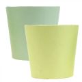 Floristik24 Cachepot de papel, plantador, vaso para plantar azul/verde Ø13cm H12.5cm 4pcs