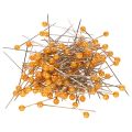 Floristik24 Alfinetes com cabeça de pérola laranja para arranjos florais, Ø4mm, 40mm, 150 peças