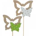 Floristik24 Plugue borboleta em vara de madeira decoração de primavera 16pcs