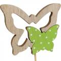Floristik24 Plugue borboleta em vara de madeira decoração de primavera 16pcs
