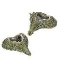 Floristik24 Coração vegetal feito de material natural com inserção de folha metálica, 22 cm, 2 peças