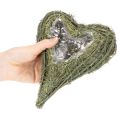 Coração vegetal feito de material natural com inserção de folha metálica, 22 cm, 2 peças | Floristik24.pt