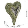 Coração vegetal feito de material natural com inserção de folha metálica, 22 cm, 2 peças | Floristik24.pt