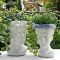 Floristik24 Planta busto mulher vaso de cerâmica branca vaso de flores Altura 22,5 cm