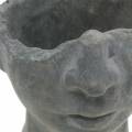 Floristik24 Busto de cabeça de planta feito de concreto para plantio cinza H13cm 2pcs