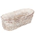 Floristik24 Vaso de plantas em forma de cesto com revestimento de folha metálica, oval, branco, 37 cm