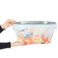 Vasos de plantio, primavera, floreiras/jardineiras para pássaros, recipiente oval de metal L39/31/24,5cm, conjunto de 3 | Floristik24.pt