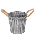 Floristik24 Vaso de metal para plantas, vaso decorativo com alças, floreira, cachepô Ø16,5cm
