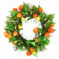Floristik24 Coroa de Physalis artificial, laranja e verde, Ø28cm, decoração de outono