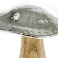 Floristik24 Deco cogumelo metal madeira prata, decoração de outono natural 13cm