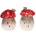 Floristik24 Casa de Cogumelo com Farol, Figura Decorativa de Amanita muscaria com Chaminé, 10cm, 2 peças
