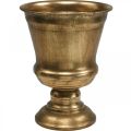 Floristik24 Vaso cálice dourado olhar decoração antiga metal Ø14cm H18.5cm