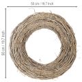 Guirlanda decorativa, ramos de rattan, acabamento branco lavado, para design criativo, 50cm | Floristik24.pt
