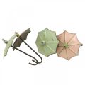 Floristik24 Guarda-chuvas para pendurar, decoração de primavera, guarda-chuva, decoração de metal rosa, verde H12.5cm Ø9cm 4pcs