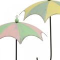 Floristik24 Guarda-chuvas de metal, primavera, guarda-chuvas suspensos, decoração de outono rosa/verde, azul/amarelo H29,5cm Ø24,5cm conjunto de 2
