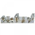 Floristik24 Casinhas iluminadas, decoração de janela, luminárias prateadas, lanterna de metal com aparência antiga, 67,5 cm de comprimento x 20 cm de altura.