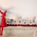 Casinhas iluminadas, decoração de janela, luminárias prateadas, lanterna de metal com aparência antiga, 67,5 cm de comprimento x 20 cm de altura. | Floristik24.pt
