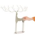 Escultura decorativa de veado com grandes chifres, estilo moderno em metal, 48 cm | Floristik24.pt