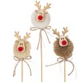 Floristik24 Prendedores de Natal Decorativos com Pompons em Formato de Rena, 24cm, 12 unidades