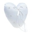 Floristik24 Almofada de anel em formato de coração de 18 cm branco