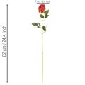 Rosa artificial com haste longa, flor artificial vermelha, 62 cm, 12 peças | Floristik24.pt