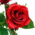 Floristik24 Rosa vermelha rosas artificiais flores de seda 3 peças