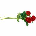 Floristik24 Rosa vermelha rosas artificiais flores de seda 3 peças