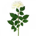 Floristik24 Flor de seda, rosa em caule, planta artificial branco cremoso, rosa L72cm Ø13cm