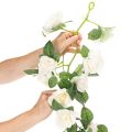 Guirlanda de rosas artificiais com flores brancas para decoração, 170 cm | Floristik24.pt