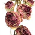 Floristik24 Rosa artificial, decoração de mesa, flor artificial rosa, ramo de rosa aparência antiga L53cm