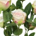 Floristik24 Ramo de rosa, rosas de seda, ramo artificial rosa, creme L66cm Ø3/5cm