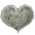 Floristik24 Forma de coração de tigela cinza 20cm x 18cm Alt 7,5cm 1p