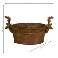 Tigela decorativa em formato de cabeça de rena, oval, cor ferrugem, estilo rústico, 41 cm | Floristik24.pt