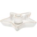 Floristik24 Castiçal em forma de estrela de cerâmica, branco, para velas finas, 12 cm, 2 peças