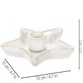 Castiçal em forma de estrela de cerâmica, branco, para velas finas, 12 cm, 2 peças | Floristik24.pt
