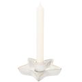 Castiçal em forma de estrela de cerâmica, branco, para velas finas, 12 cm, 2 peças | Floristik24.pt