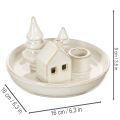 Castiçal decorativo de cerâmica com casa e árvores, 16 cm | Floristik24.pt