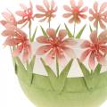 Floristik24 Tigela de plantas, decoração de primavera, tigela de metal com decoração de flores, cesta de páscoa