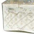 Floristik24 Frasco de vidro com tampa decoração em vidro surrado champanhe 14×14×14,5cm