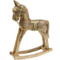 Floristik24 Cavalo de balanço decorativo em madeira maciça de Natal natural, dourado 28 × 39 × 9,5cm