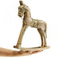 Floristik24 Cavalo de balanço decorativo em madeira maciça de Natal natural, dourado 28 × 39 × 9,5cm