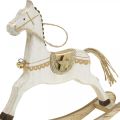 Floristik24 Cavalo de balanço de madeira, decoração de Natal Branco Dourado H18cm