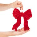 Laço decorativo vermelho para pendurar, decoração natalina aveludada, 22 cm | Floristik24.pt
